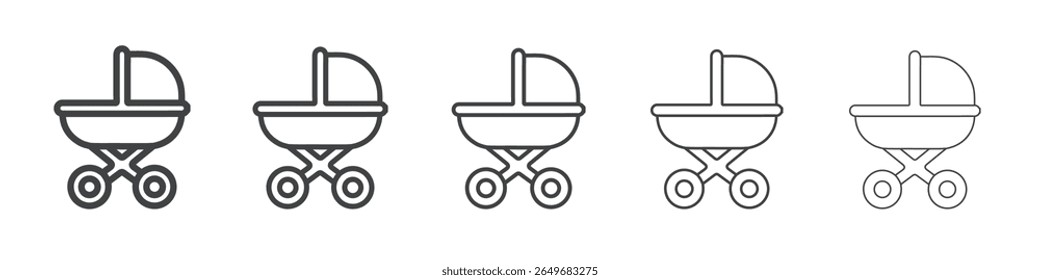 ícone de carrinho de bebê símbolo de ilustração fina plana