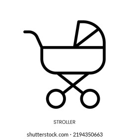 stroller icon. Line Art Style Design Isolated On White Background