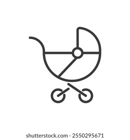 Stroller, icon in line design. Stroller, stroller, baby, carriage, infant, pushchair, newborn on white background vector. Pram editable stroke icon