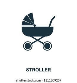 Stroller icon. Mobile apps, printing and more usage. Simple element. Monochrome Stroller icon illustration.