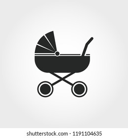 Stroller icon. Monochrome style design from baby things collection. UI. Pixel perfect simple pictogram stroller icon. Web design, apps, software, print usage.