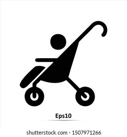 Stroller icon. Outline Vector illustration
