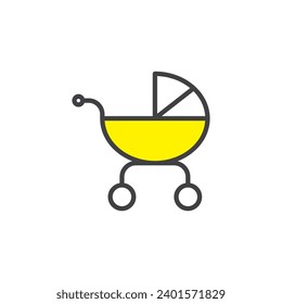 stroller icon. sign for mobile concept and web design. Outline vector icon. Symbol, logo illustration. Vector graphics