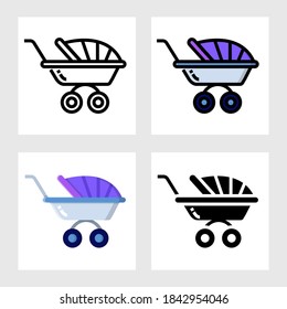 stroller icon vector design in filled, thin line, outline and flat style.