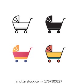 stroller icon vector illustration with different style design. isolated on white background