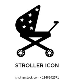 Vector de icono de Stroller aislado en fondo blanco para el diseño de la aplicación web y móvil, concepto de logotipo de Stroller