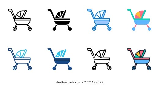 Kinderwagen-Symbole setzen mehrere Stilkollektion. Bearbeitbarer Strich 
