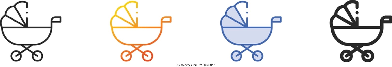stroller icon.Thin Linear, Gradient, Blue Stroke and bold Style Design Isolated On White Background