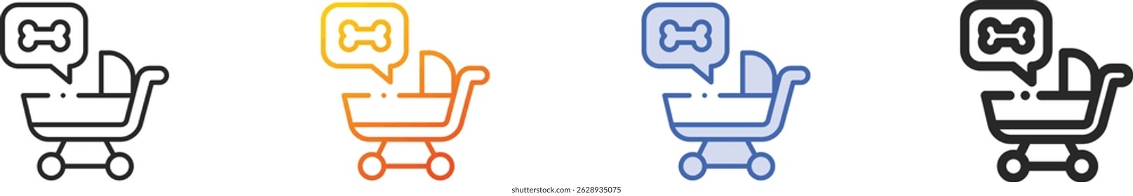 stroller icon.Thin Linear, Gradient, Blue Stroke and bold Style Design Isolated On White Background