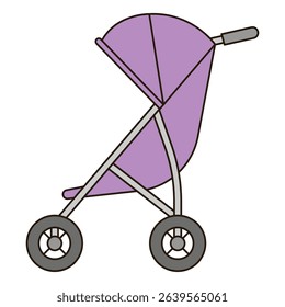 STROLLER illustration icon outline simple symbol isolated element transportation vehicle modern clean flat sticker decorative clipart drawing