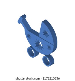 Stroller isometric left top view 3D icon