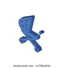 Stroller isometric left top view 3D icon