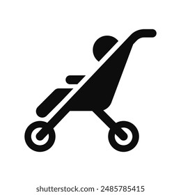 Stroller with little kid symbol vector icon