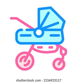 stroller for newborn baby color icon vector. stroller for newborn baby sign. isolated symbol illustration