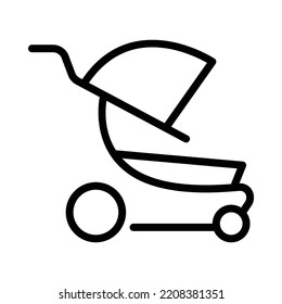 Stroller outline icon, baby carriage vector illustration
