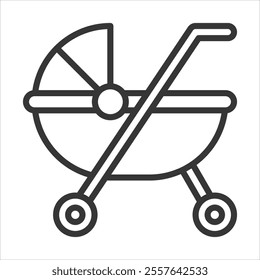 Stroller Outline Icon Vector Illustration