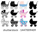 Stroller | Pram | Baby Carriage Vector Illustration Silhouette