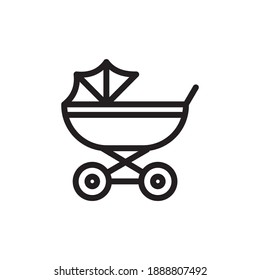 stroller, pram, baby icon in vector. logotype
