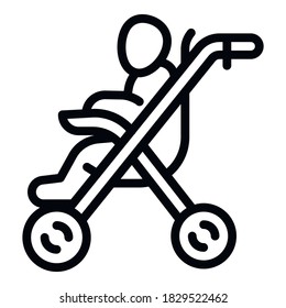 Stroller pram icon. Outline stroller pram vector icon for web design isolated on white background