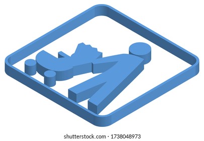 Stroller priority blue isometric illustration