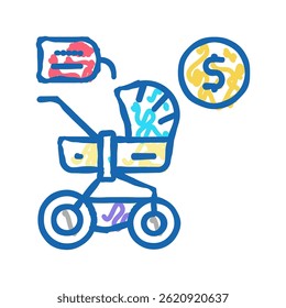 stroller rental doodle icon sketch vector. stroller rental sign. isolated symbol illustration