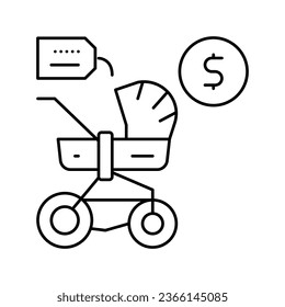 stroller rental line icon vector. stroller rental sign. isolated contour symbol black illustration