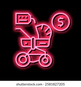 stroller rental neon light sign vector. stroller rental sign. isolated symbol illustration