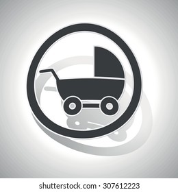 Stroller sign sticker, curved, with outlining and shadow