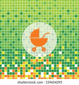 stroller symbol on green moses background