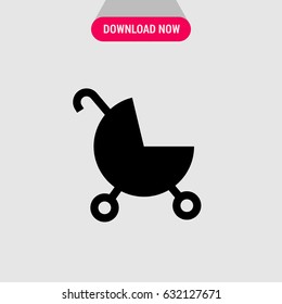 Stroller Vector Icon, The baby buggy symbol. Simple, modern flat vector illustration for mobile app, website or desktop app 