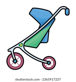 Stroller vector icon. Color vector icon isolated on white background stroller.