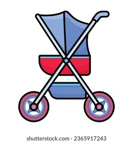 Stroller vector icon. Color vector icon isolated on white background stroller.