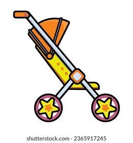 Stroller vector icon. Color vector icon isolated on white background stroller.