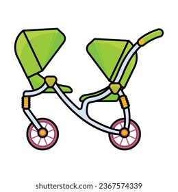 Stroller vector icon. Color vector icon isolated on white background stroller.