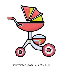 Stroller vector icon. Color vector icon isolated on white background stroller.