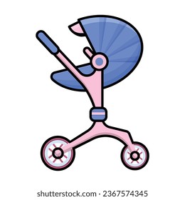 Stroller vector icon. Color vector icon isolated on white background stroller.