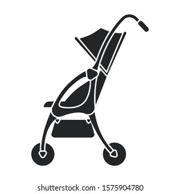 Stroller vector icon.Black vector icon isolated on white background stroller.
