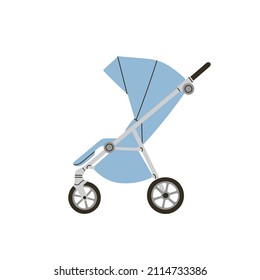 Stroller in which the child can seat. Baby carriage, pram, buggy. For girls and boys. Hand drawn vector illustration. Childhood, transportation, walk with children, motherhood, baby store