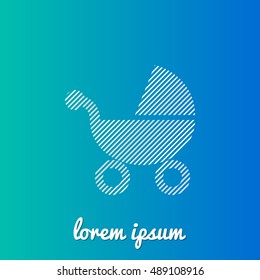 Stroller White stroke fill with blue and green gradient background Icon / Logo Design