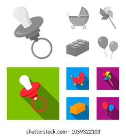 Stroller, windmill, lego, balloons.Toys set collection icons in monochrome,flat style vector symbol stock illustration web.