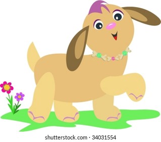Strolling Puppy with Bone Collar Vector