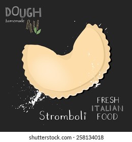 Stromboli illustration, italian food.