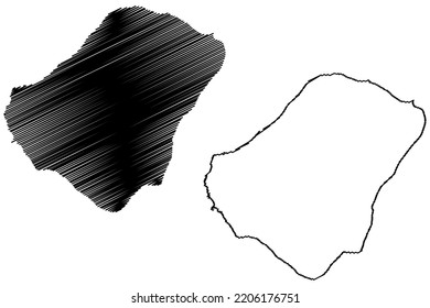 Stromboli Insel (Sizilien, Italienische Republik, Italien) Karte, Vektorgrafik, Skizze Monte Stromboli Karte