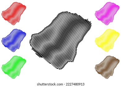 Stromboli Insel (Sizilien, Italienische Republik, Italien) Karte, Vektorgrafik, Skizze Monte Stromboli Karte