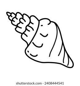 Strombus Sea Shell einzeln auf transparentem Hintergrund. Vektorgrafik im Konturstil. Für Karten, Logo, Dekorationen, Einladungen