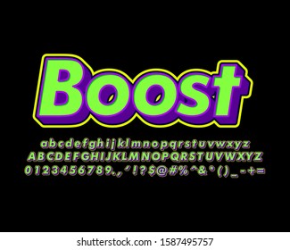 Stromg bold text effect with charming color, modern allhabet design, pop art typeface