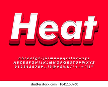 Strong 3d Red Text Effect. Bold 3d Red Font With White Color. Strong And Vibrant Red Font. Alphabet, Number And Symbol