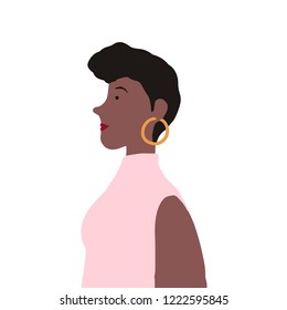Strong African American female in profile vector