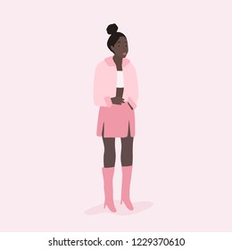 Strong African American woman full body vector