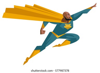 strong african superhero flying